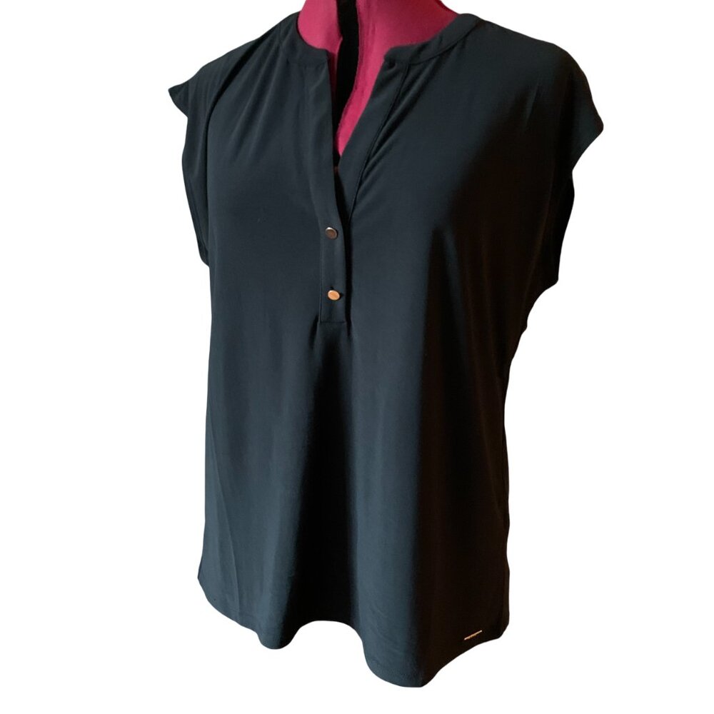 Tahari - Airflow Button-Up Camp Shirt - with gold bottons large
